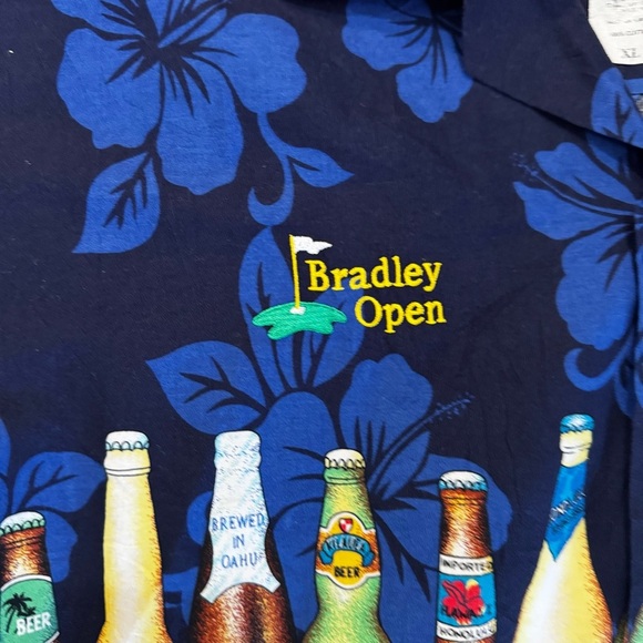 Vintage KY's Hawaiian Beer Shirt Mens XL Beach Floral Golf Bradley Open USA Made - Picture 4 of 15